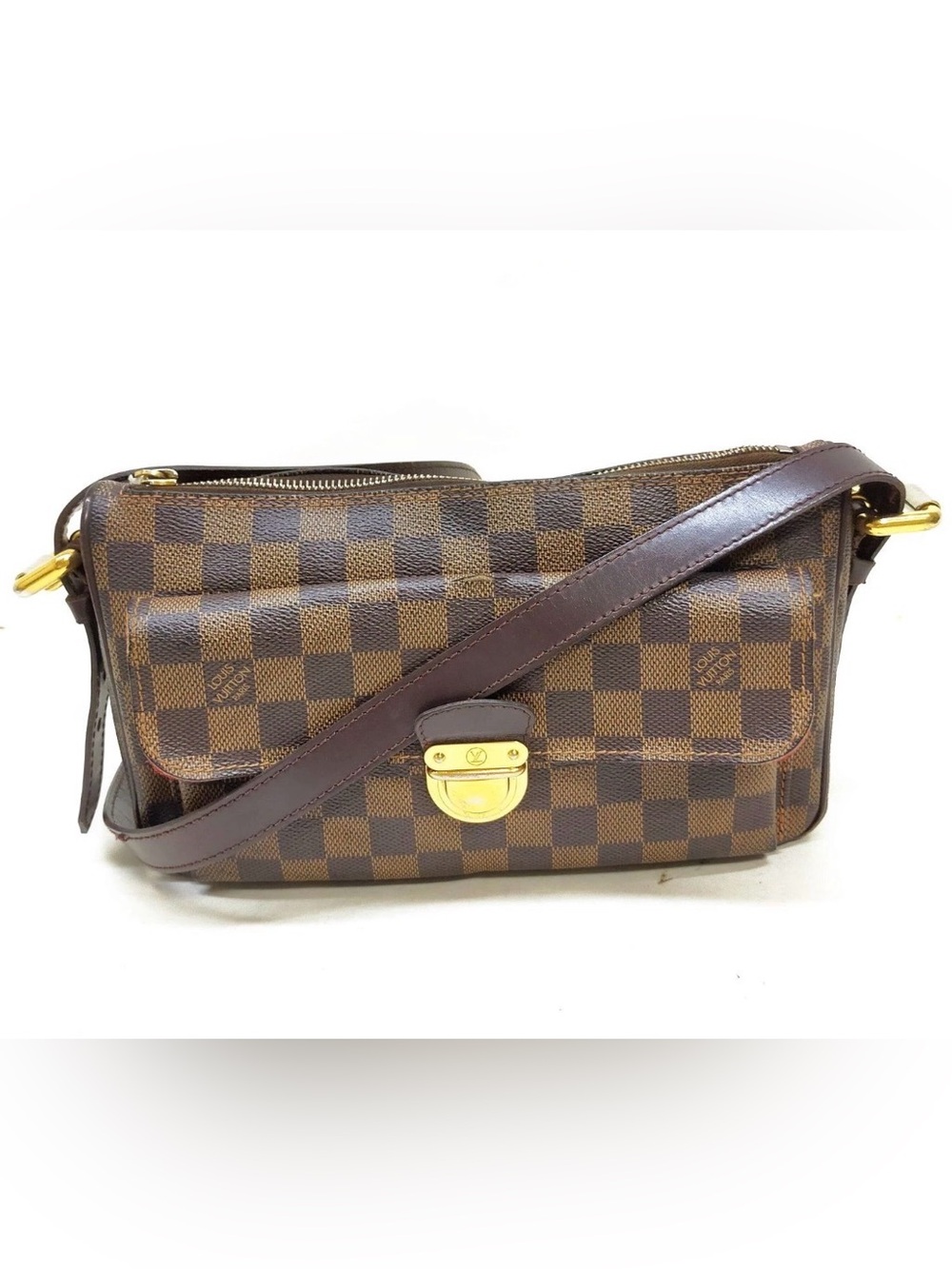 Louis Vuitton Ravello GM Damier Ebene Bag with Gold Hardware